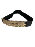 BLACK STRETCH BELT WITH GOLD ACCENT