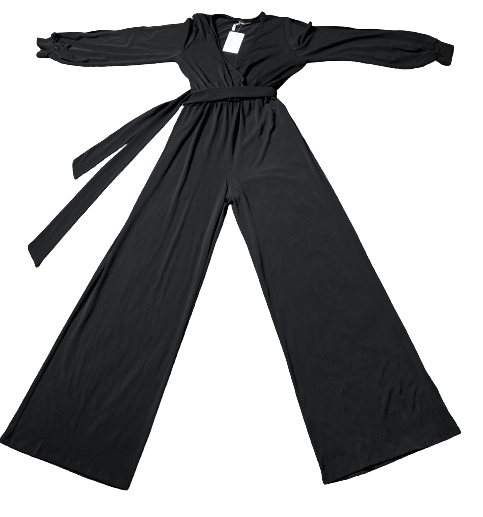 BLACK JUMPSUIT WITH PEEK A BOO SLEEVES